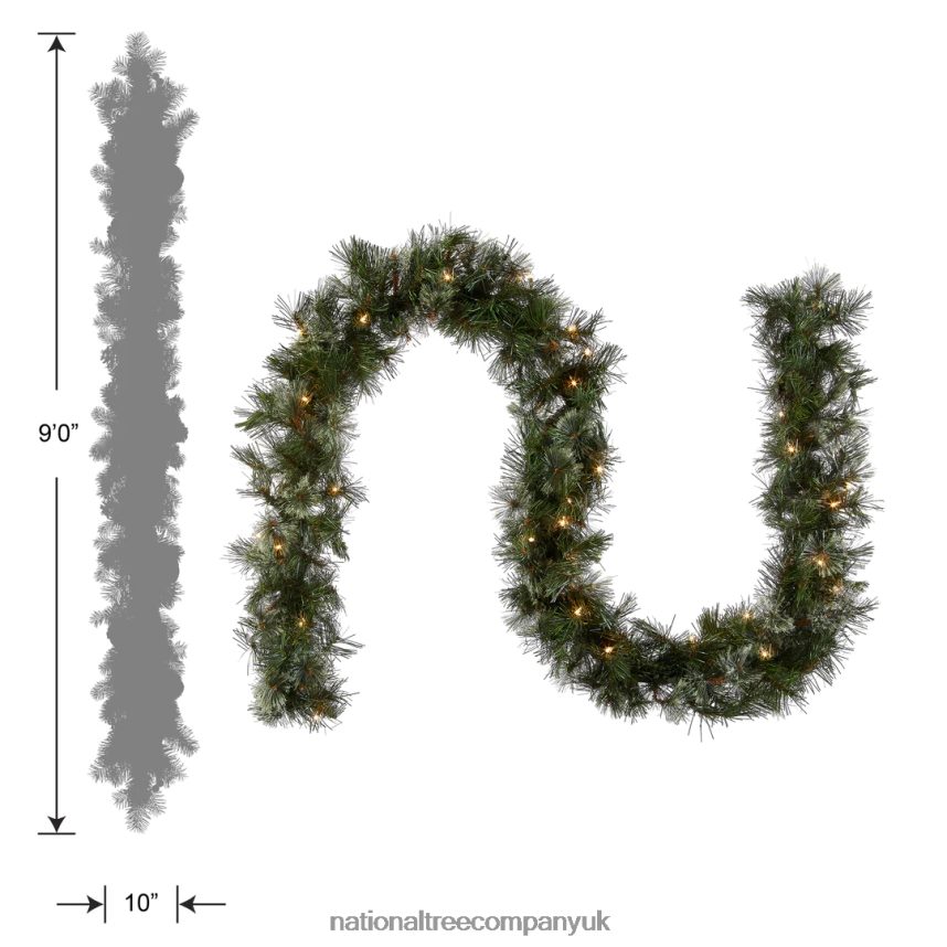 Greenery | National Tree Company 9 ft Wispy Willow Garland with Clear Lights F2L4F327